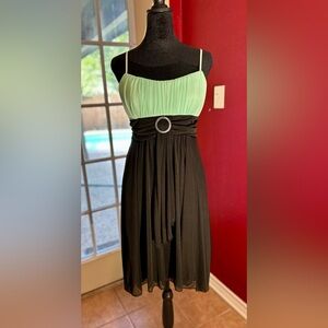 Crystal Doll Empire Waist Mint Green And Black Dress, Size M